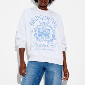 Bridgerton Women Society Graphic Pullover Sweatshirt Light Gray Medium